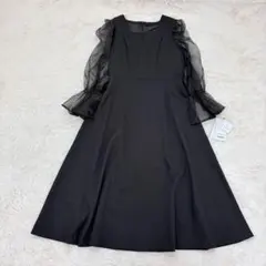 新品✨LL✨ルイルエブティック　オーガンジースリーブ フレアワンピースドレス