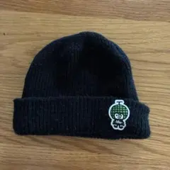 laundry黒いニット帽 キャラクター刺繍付き 57-59cmのサムネイル