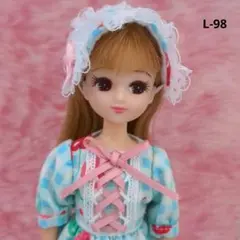 リカちゃん服 ワンピース水色 チェリーさくらんぼ　L-98