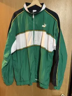 【希少XL】90s PUMA ヴィンテージ ナイロンジャケット 緑 白