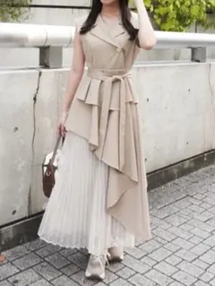 dazzlin アシメプリーツトレンチワンピース