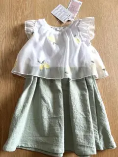 レモン刺繍付きワンピース 80cm 女の子　ベビー服　夏服