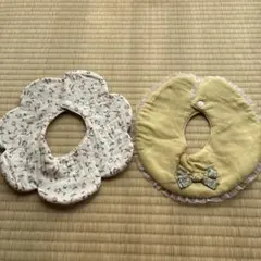 ベビー　スタイ　2枚セット　花柄　リボン　ハンドメイド