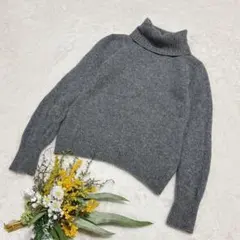 【ユニクロ】UNIQLO タートルウールセーター 長袖 グレー S ○