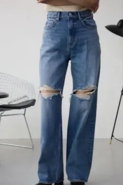 AZUL by moussy ダメージワイドデニム