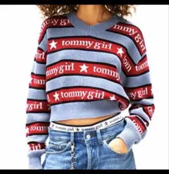 【新品】Tommy Girl リラックス ストライプ セーター プルオーバー薄手