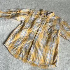 美品ムージョンジョン　120 黄色　長袖　シャツ　チェック