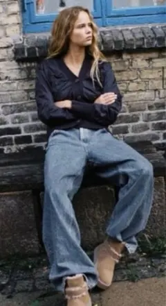 [a448] ZARA ネイビー カーディガン ジャンパー