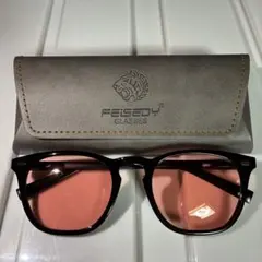 FEISEDY UVカットサングラス ピンクレンズ 偏光