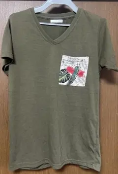 FUN ファン カーキ　半袖 Tシャツ F 無地　ポケット付きのサムネイル