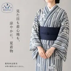 QQ13-54 着物 小紋 単衣 夏用 生成 グレー 対象身長～158㎝のサムネイル