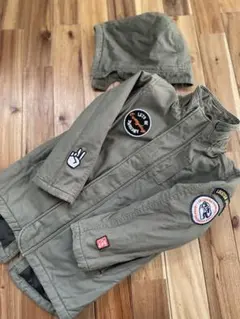 H &Mオリーブグリーン パッチ付きジャケット 100cm以上