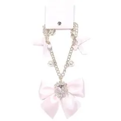 Maison de FLEUR ピンクマニアビジューリボンパールバッグチャーム