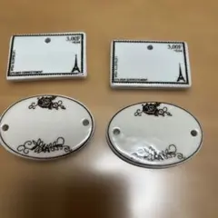 陶器製タグ 4枚セット エッフェル塔 ローズ