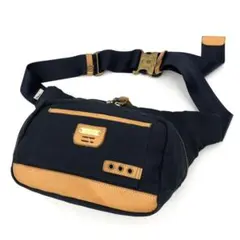 【美品】マスターピース ボディバッグ 紺×茶 レザー CORDURA 激レア