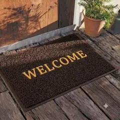 ウェルカム 屋外 玄関マット 45×75 泥落とし コーヒーブラウン モダン
