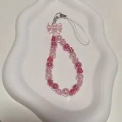 【ハンドメイド】キーホルダー　ストラップ　リボン　ピンク系　かわいい