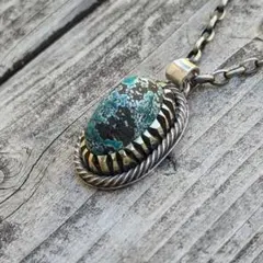 ハンドメイドのターコイズトップ　インディアンジュエリー風