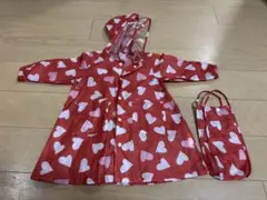 レインコート 赤色 ハート柄 S 80-90