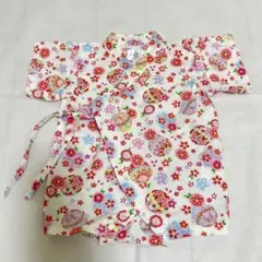 ベビー甚平　ロンパース 70cm 綿100% 日本製　鞠　小花柄