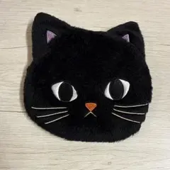黒猫 フェイス型ポーチ ぬいぐるみマスコット