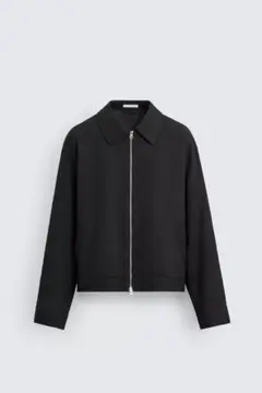 【美品】ザラ ZARA ジップブルゾン クロップドジャケット ブラック S