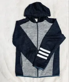 adidas 裏起毛 ニットフリース ジップパーカー 3本ライン グレー