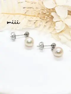 大人気◎アレルギー対応◎本物あこや本真珠　１粒ピアス&イヤリング*