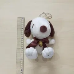 スヌーピー ぬいぐるみ ストラップ付き 約20cm 茶色 リボン