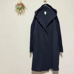 ニコアンド 【③】 ロングカーディガン ボタンなし フード付き ネイビー