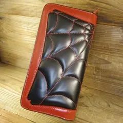 牛革製 スパイダーネット ロングウォレット