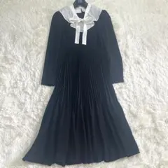 専用！！カネコイサオ レース襟 ワンピース 半袖 パフスリーブ ベルト 黒 カネコイサオ レース襟 ワンピース 半袖 パフスリーブ ベルト 段フリル