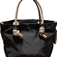 訳ありVIOLAd'ORO ヴィオラドーロ ナイロン トートバッグ 黒 ゴールド