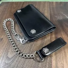 トラッカーウォレット2層 シルバー 栃木レザー ミドルサイズ アポロコンチョ