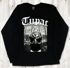 2pac fuck white ラップT プリント ロンT 黒　2XL