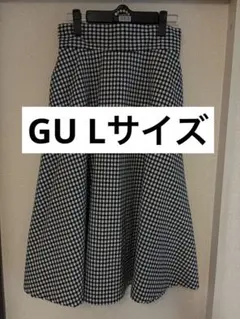 GU チェック柄 フレアスカート Lサイズ