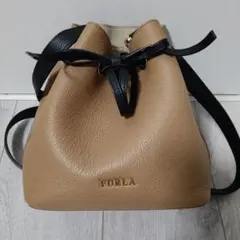FURLA コスタンザミニ　巾着 ショルダーバッグ ベージュ ブラックのサムネイル