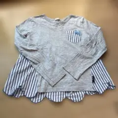 knit planner 長袖カットソー 140cm グレー ストライプ