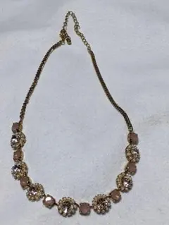 スワロフスキー·ローズクオーツビジューネックレス