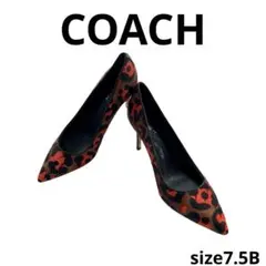 COACH コーチ パンプス ヒール ハラコ レザー 豹柄 レオパード 23.5