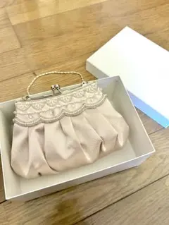 ベージュ ビジュー付き パーティーバッグ