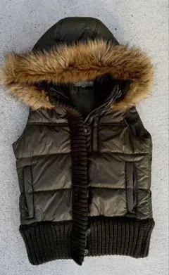 y2k お兄系 平成 archive ダブルジップ ファー ダウンベスト ニット