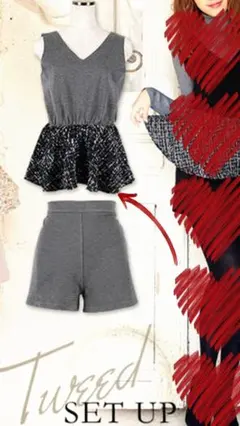 【特価】神戸レタスのツイードフリルセットアップ 綺麗系ZARA EGOIST