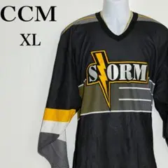 シーシーエム アイスホッケージャージ カナダ製 ヴィンテージ 黒黄 XLサイズ