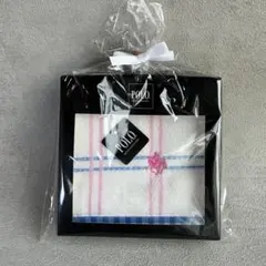 【新品・箱付】POLO BCS タオルハンカチ チェック柄 ピンク ブルー