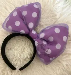 ミニーマウス 紫色 水玉模様 カチューシャ