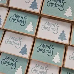 メッセージカード《 MERRY CHRISTMAS 》ブルー＆ホワイト