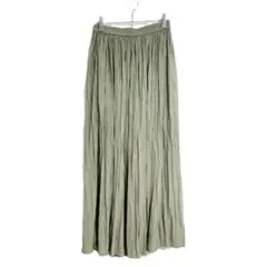 ユニクロ プリーツ ロングスカート ライトグリーン M 軽い 春夏 薄手