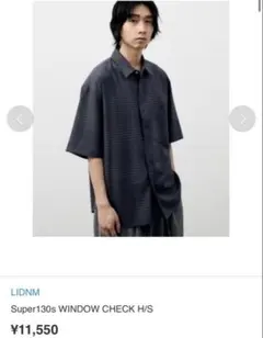 LIDNM Super130s WINDOW CHECK H/S 半袖シャツ
