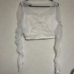 チュールレイヤード トップス ホワイト Fのサムネイル